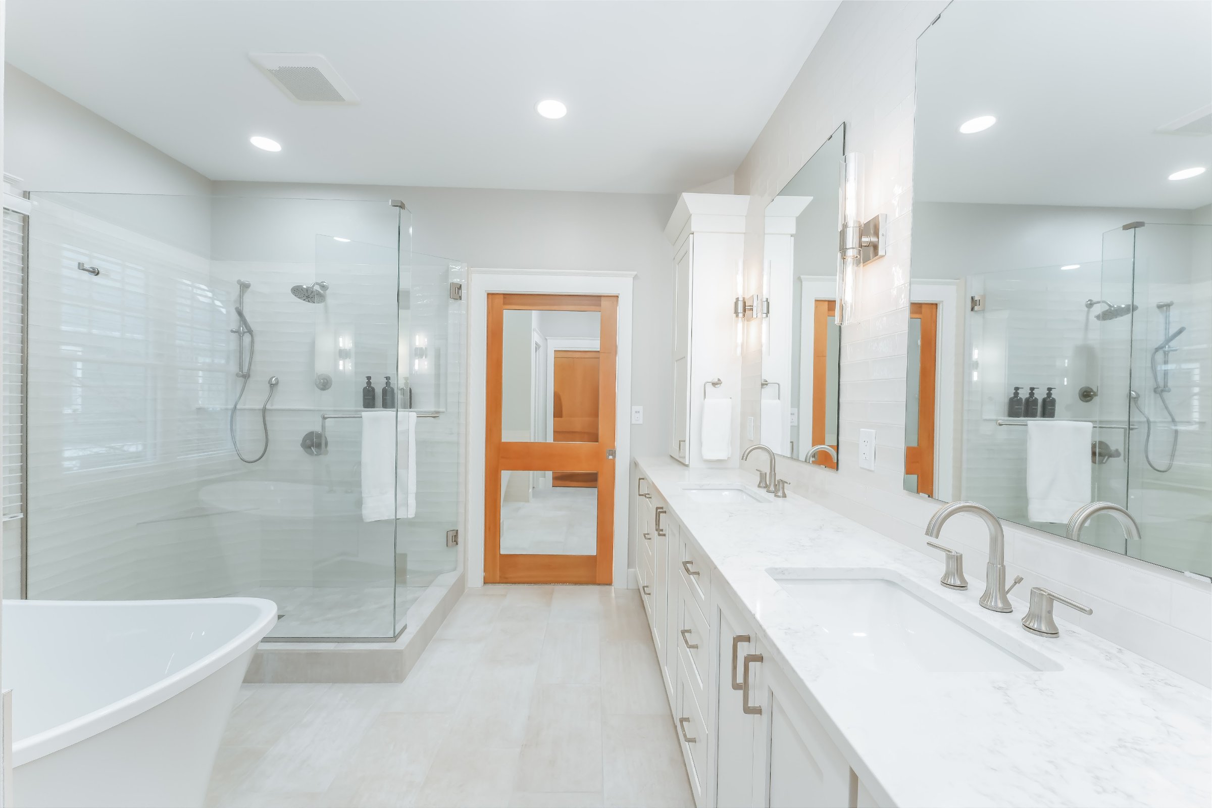 Classic Retreat bathroom — freestanding soaking tub with natural light